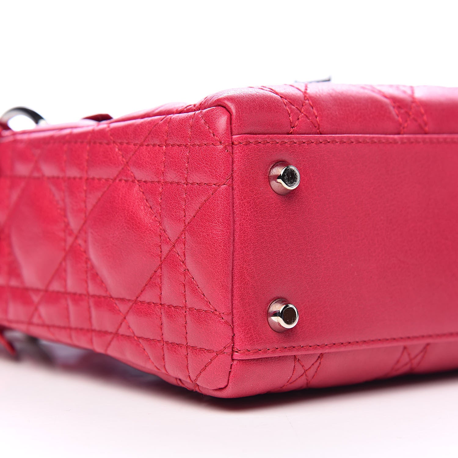 Christian Dior Lambskin Cannage Bow Mini Lady Dior Fuchsia 9 of 11