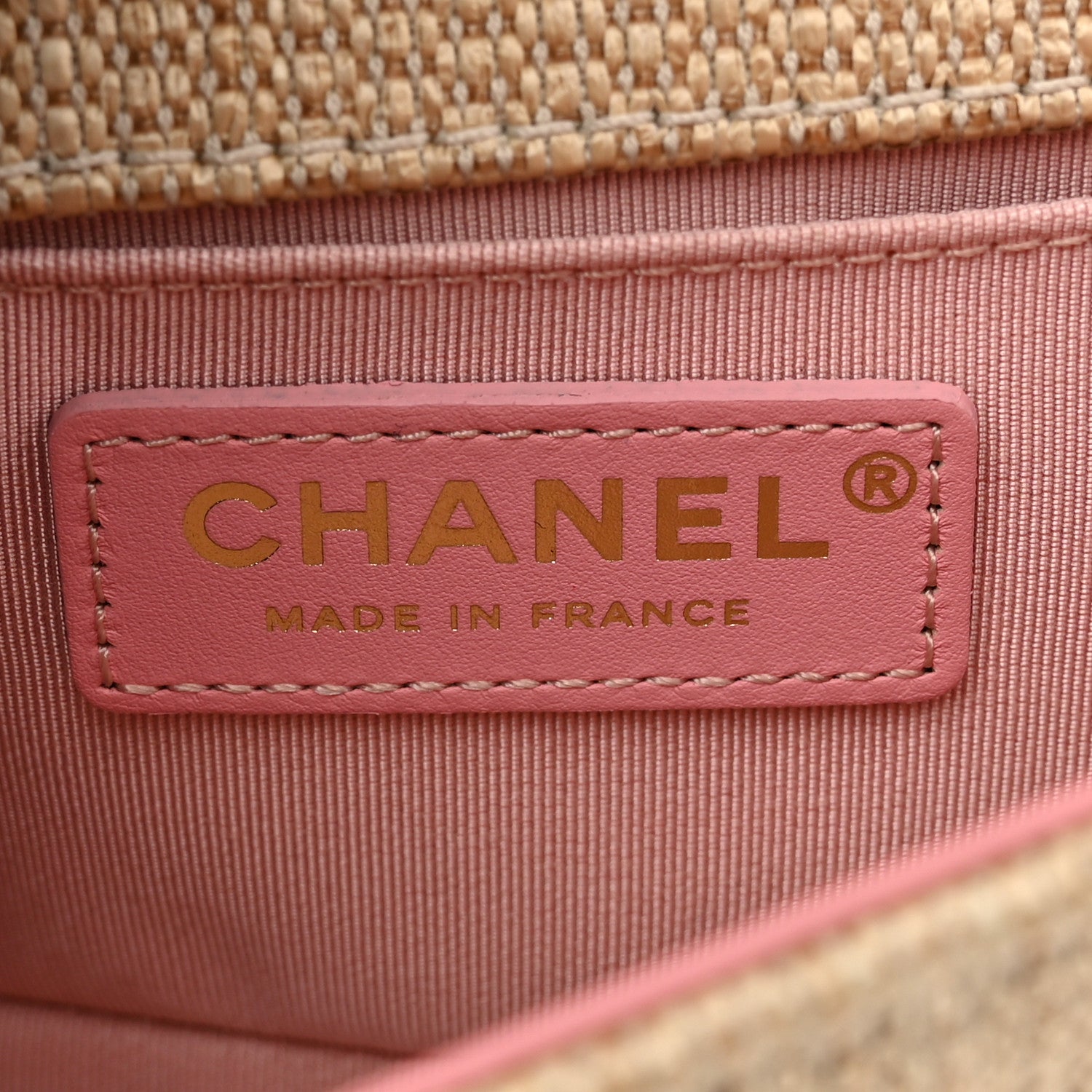 Chanel Raffia Chevron Quilted Small Boy Flap Beige Pink 6 of 12