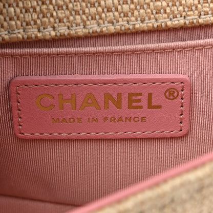 Chanel Raffia Chevron Quilted Small Boy Flap Beige Pink 6 of 12