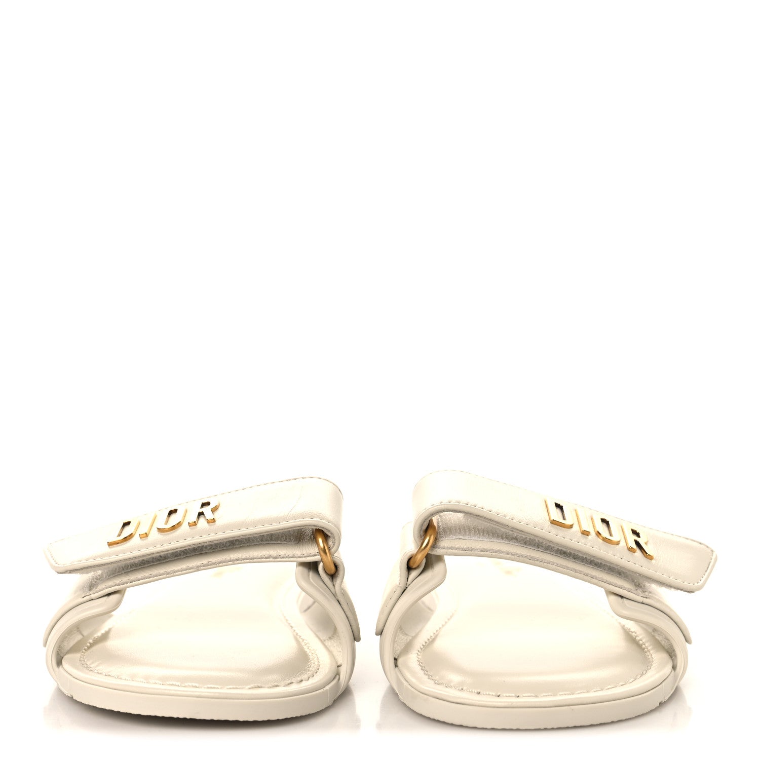 Christian Dior Lambskin Rubber Dioriviera Dioract Flat Slide Sandals 35 White 3 of 9