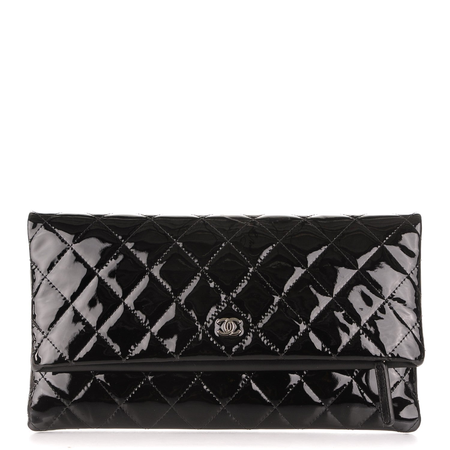 Chanel Patent Calfskin Quilted Beauty CC Clutch Black 1 of 7