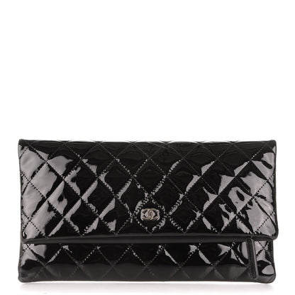 Chanel Patent Calfskin Quilted Beauty CC Clutch Black 1 of 7