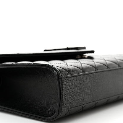 Saint Laurent Grain De Poudre Textured Mixed Matelasse Triquilt Medium Monogram Monochrome Satchel Black 8 of 11