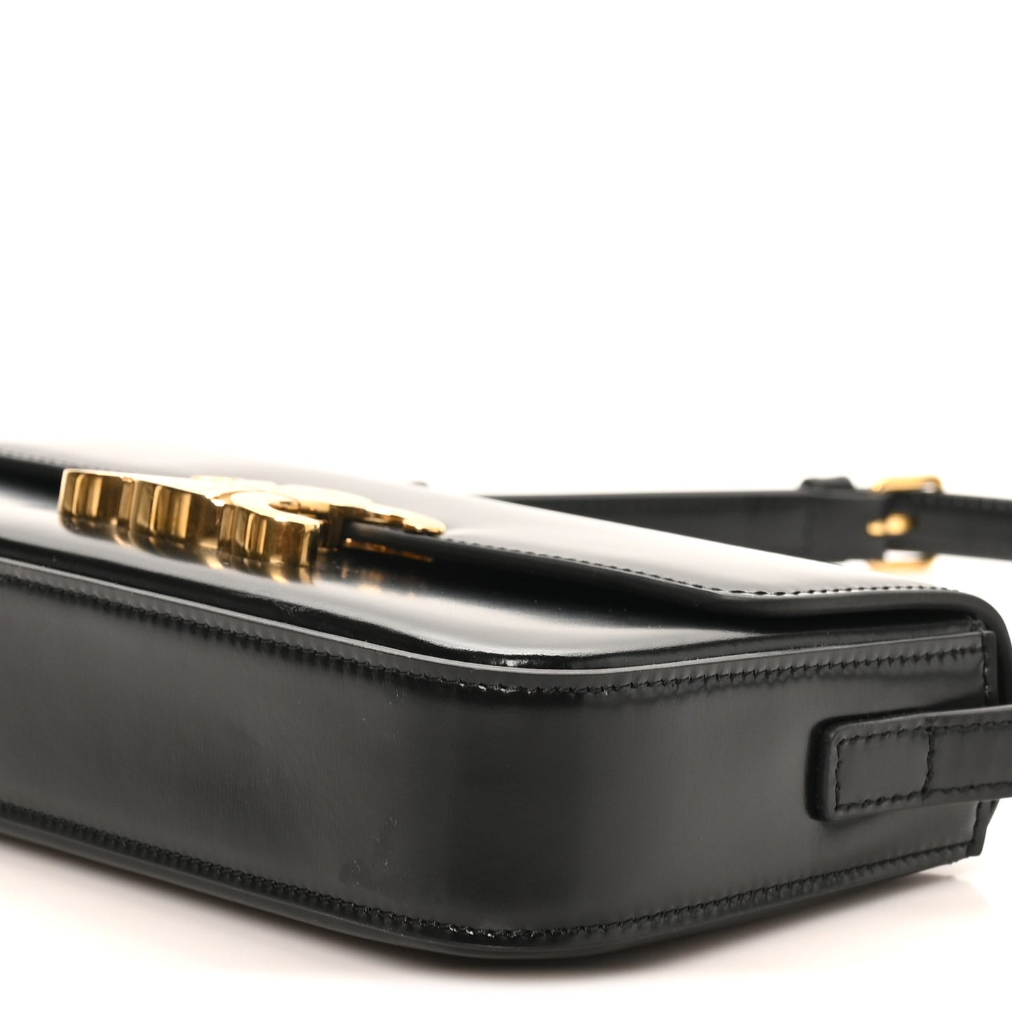 Shiny Calfskin Triomphe Shoulder Bag Black