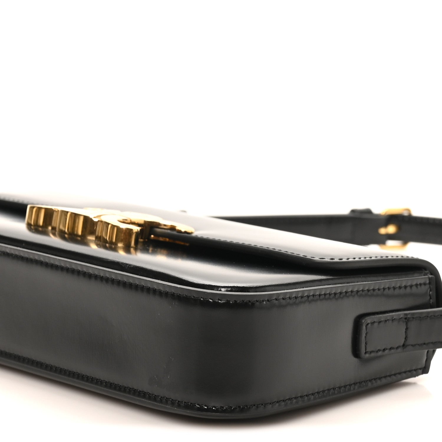Celine Shiny Calfskin Triomphe Shoulder Bag Black 9 of 9