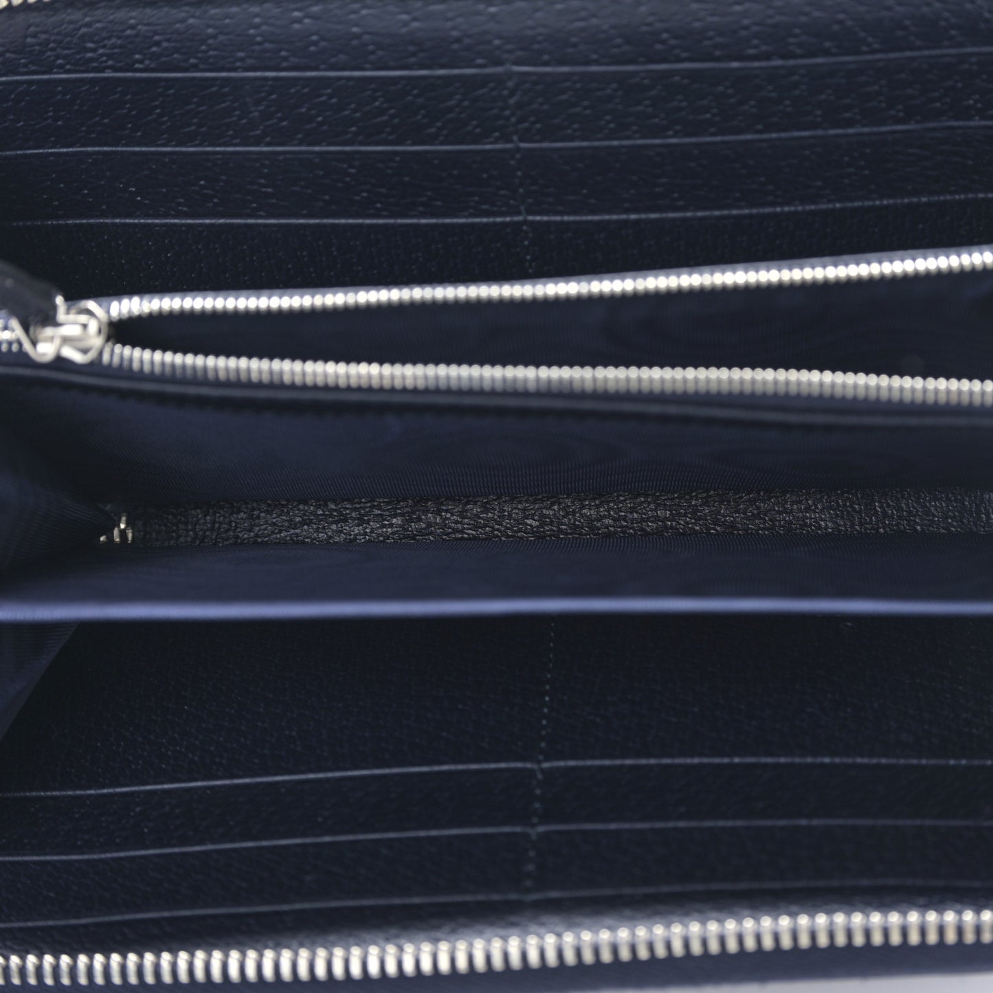 GG Supreme Monogram Textured Dollar Calfskin Ophidia Zip Around Wallet Blue Dark Blue