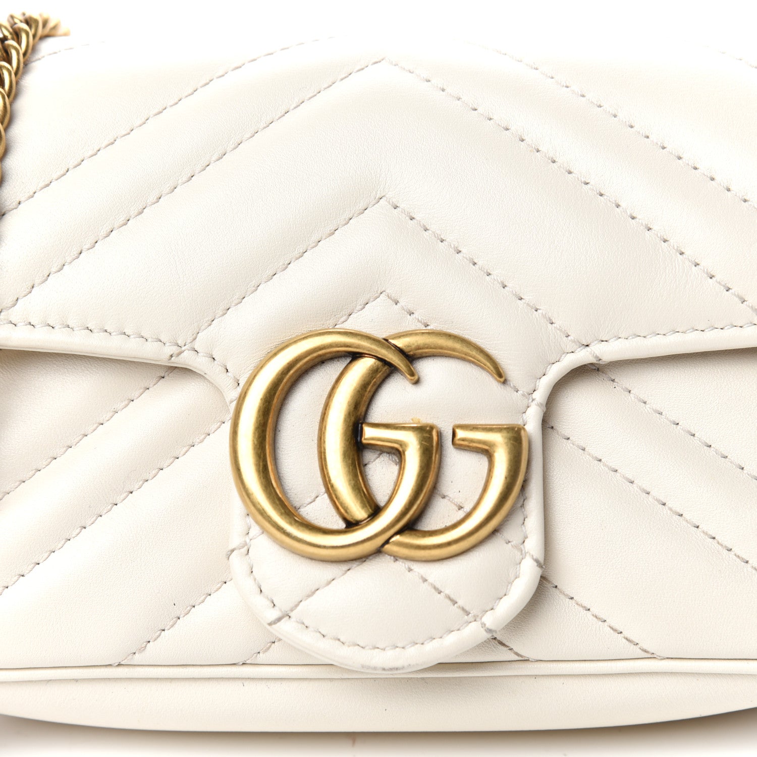 Gucci Calfskin Matelasse Super Mini GG Marmont Shoulder Bag White 10 of 10