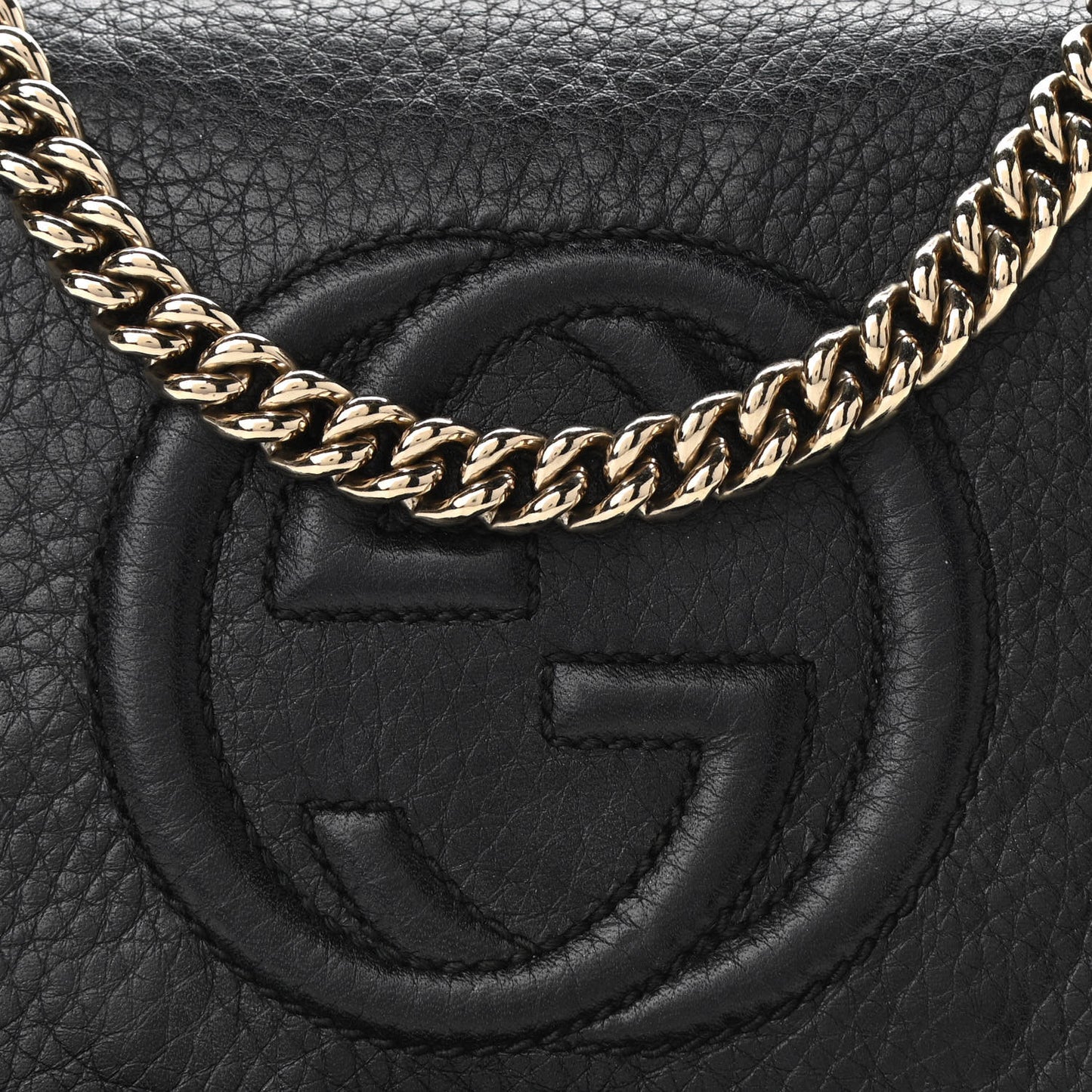 Pebbled Calfskin Small Soho Flap Crossbody Black