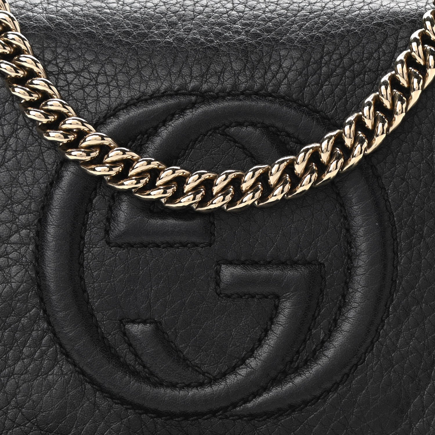 Gucci Pebbled Calfskin Small Soho Flap Crossbody Black 9 of 16