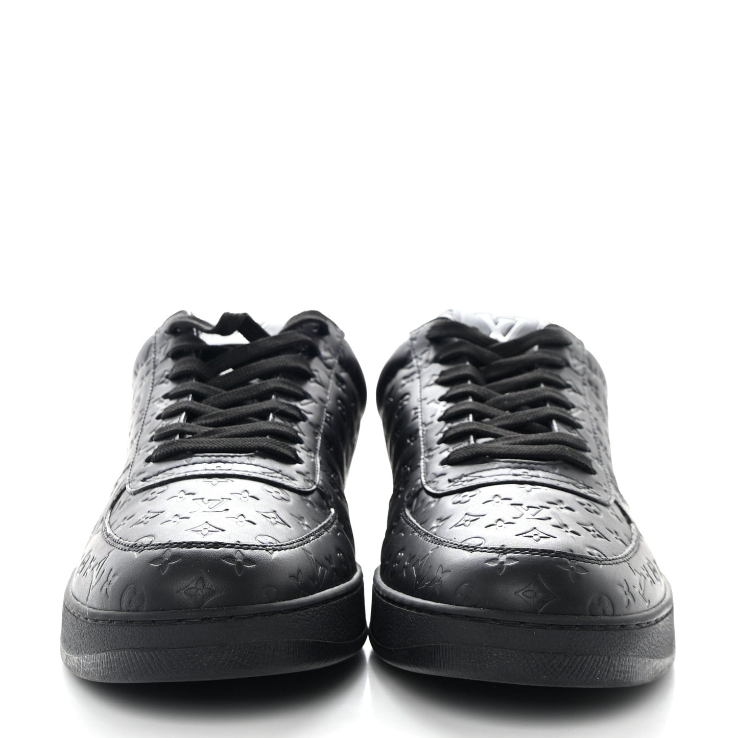 Calfskin Embossed Monogram Rivoli Mens Sneakers 8.5 Black