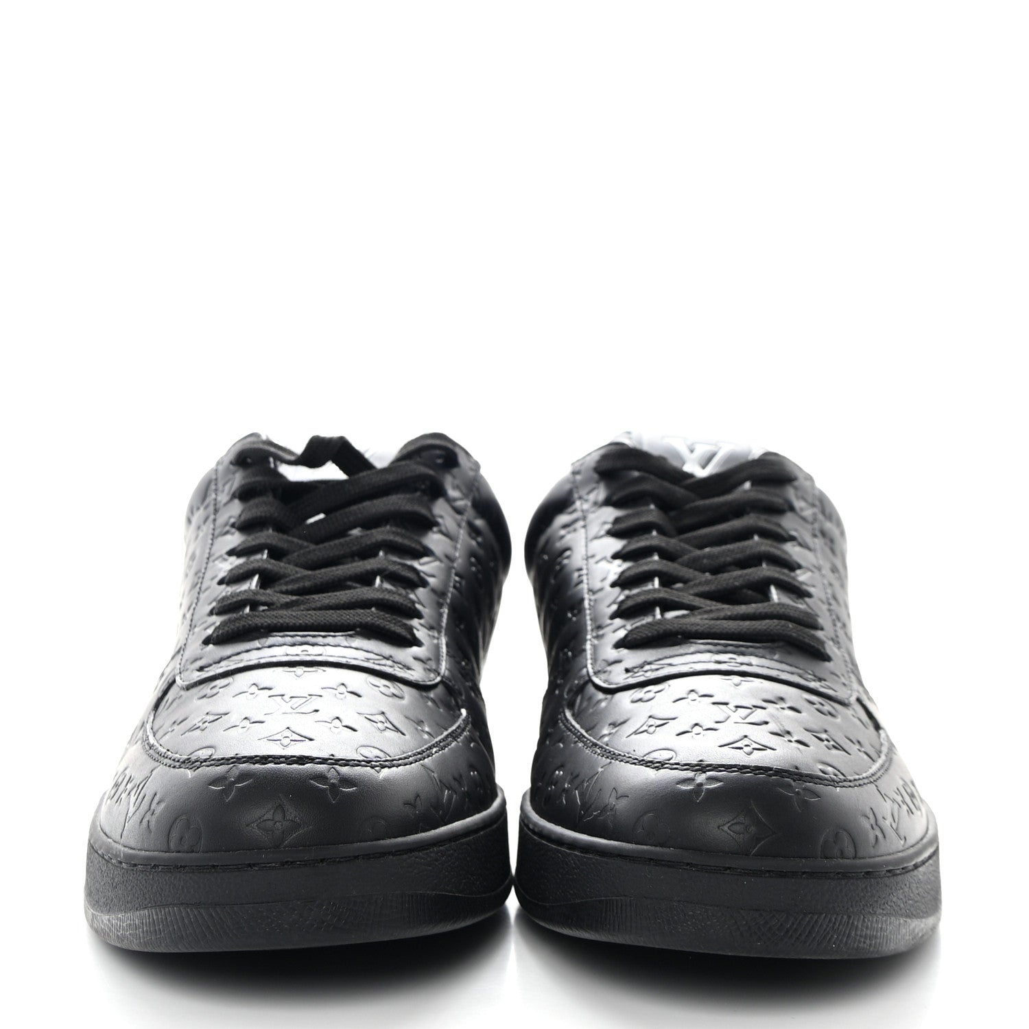 Louis Vuitton Calfskin Embossed Monogram Rivoli Mens Sneakers 8.5 Black 2 of 8