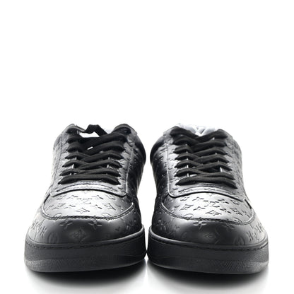 Louis Vuitton Calfskin Embossed Monogram Rivoli Mens Sneakers 8.5 Black 2 of 8