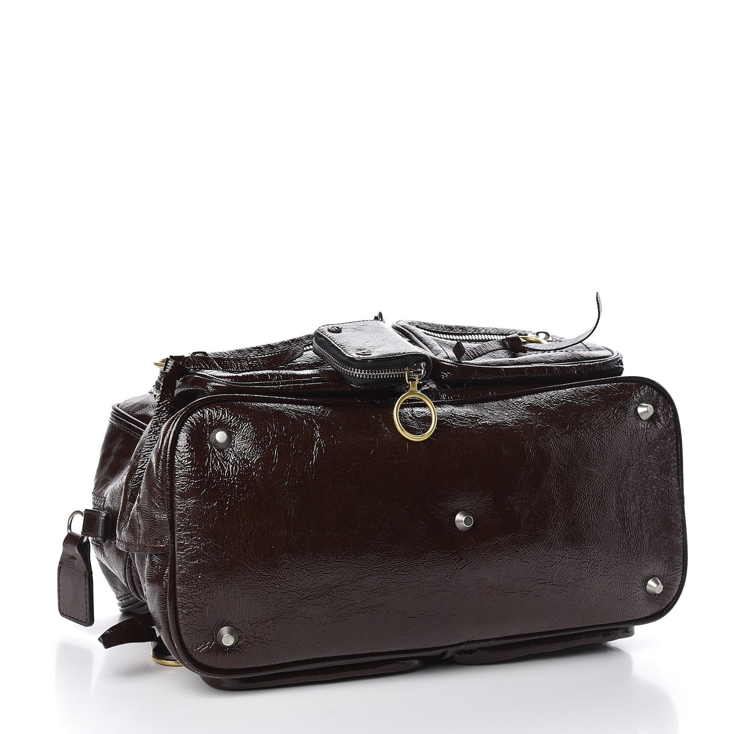 Crinkled Patent Betty Shoulder Bag Chocolate