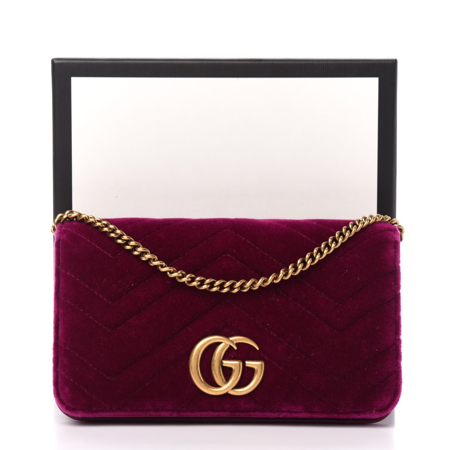 Gucci Velvet Matelasse GG Marmont Mini Bag Fuchsia Violet Cyclamen 11 of 11