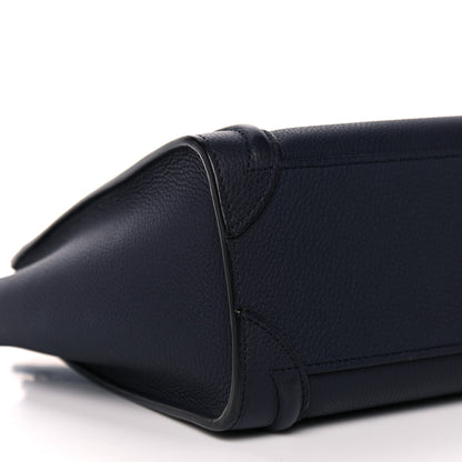 Celine Drummed Calfskin Nano Luggage Navy Blue 8 of 10