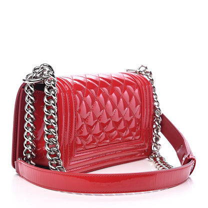 Chanel Patent Calfskin Quilted Small Plexiglass Boy Flap Red 3 of 11