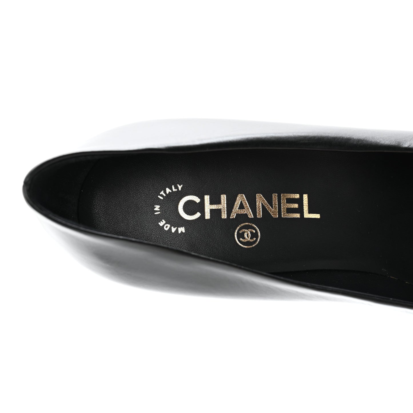 Lambskin Patent Metal Cap Toe CC Pumps 37.5 Black Gold