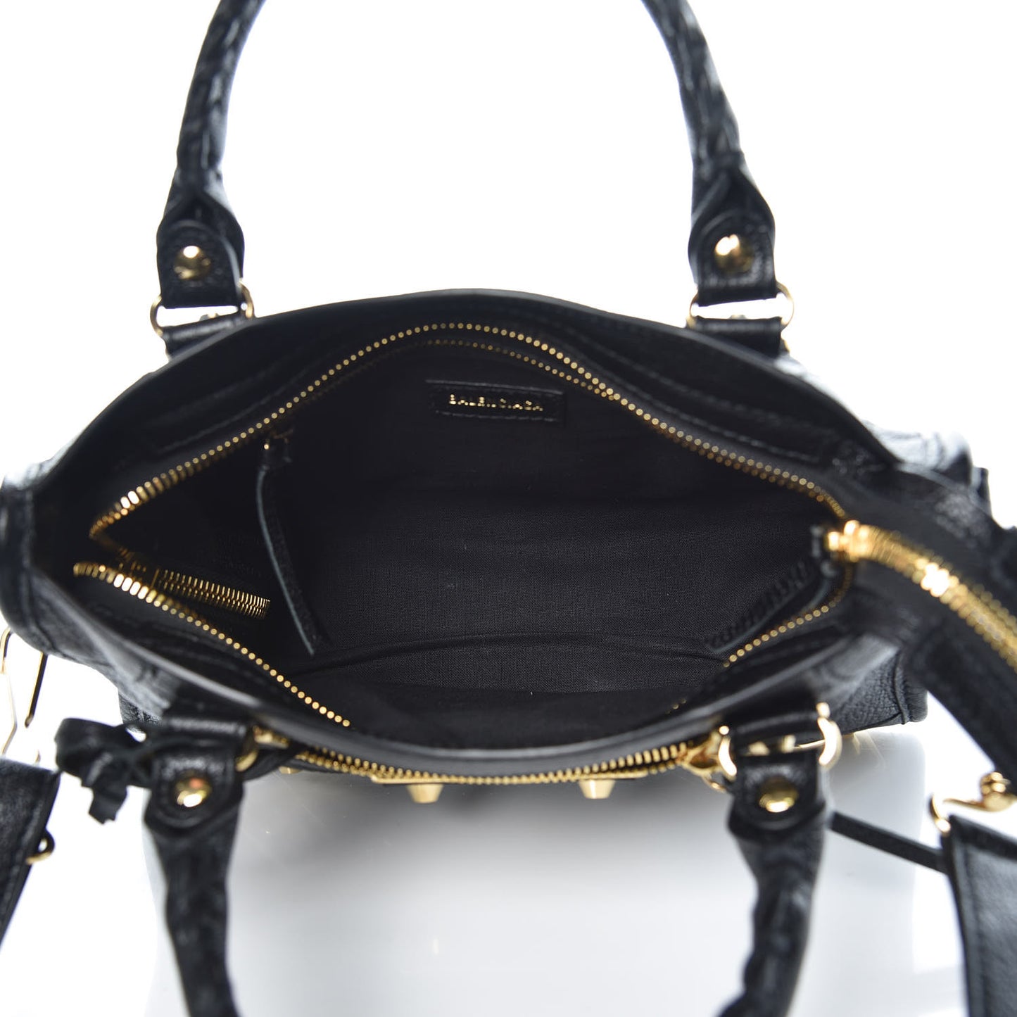 Chevre Gold Metallic Edge Hardware Mini City Black