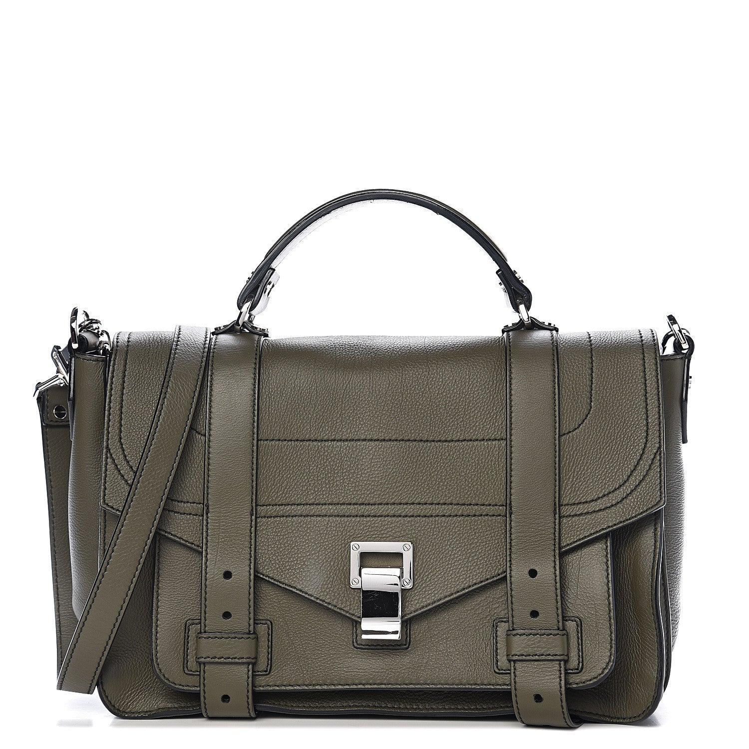 Proenza Schouler Grained Calfskin Medium PS1 Plus Satchel Cypress 1 of 10