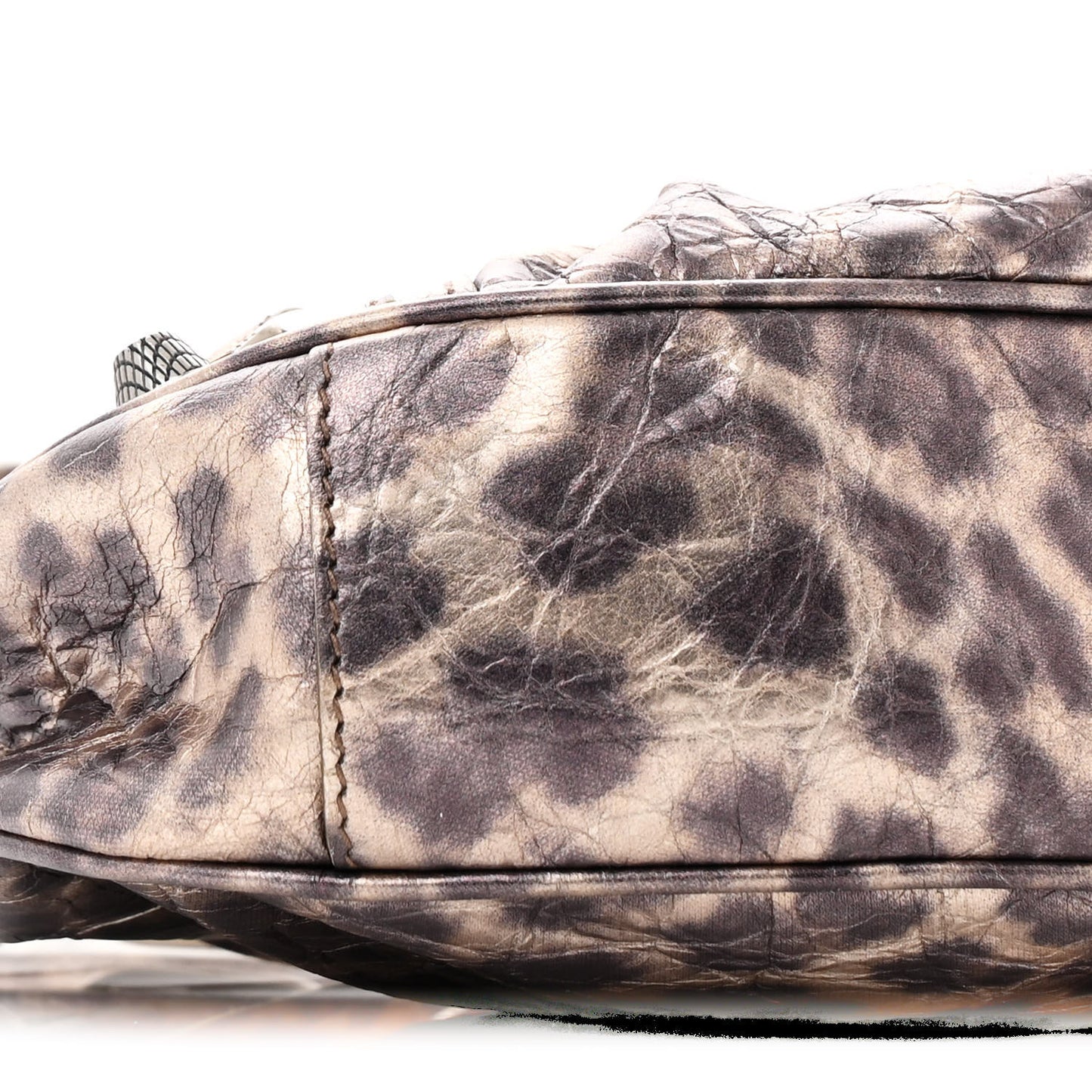 Metallic Agneau Arena Leopard Le Cagole Shoulder Bag XS Brown