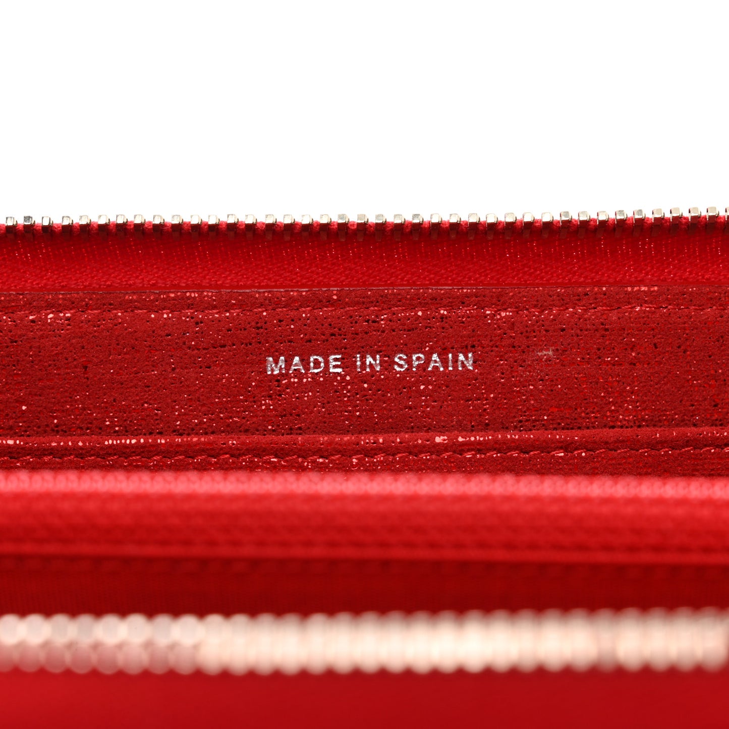 Metallic Iridescent Calfskin Quilted Large Gusset Zip Around Wallet Red