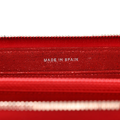 Chanel Metallic Iridescent Calfskin Quilted Large Gusset Zip Around Wallet Red 7 of 9
