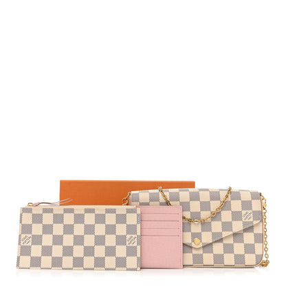 Louis Vuitton Damier Azur Pochette Felicie Chain Wallet Rose Ballerine 11 of 11
