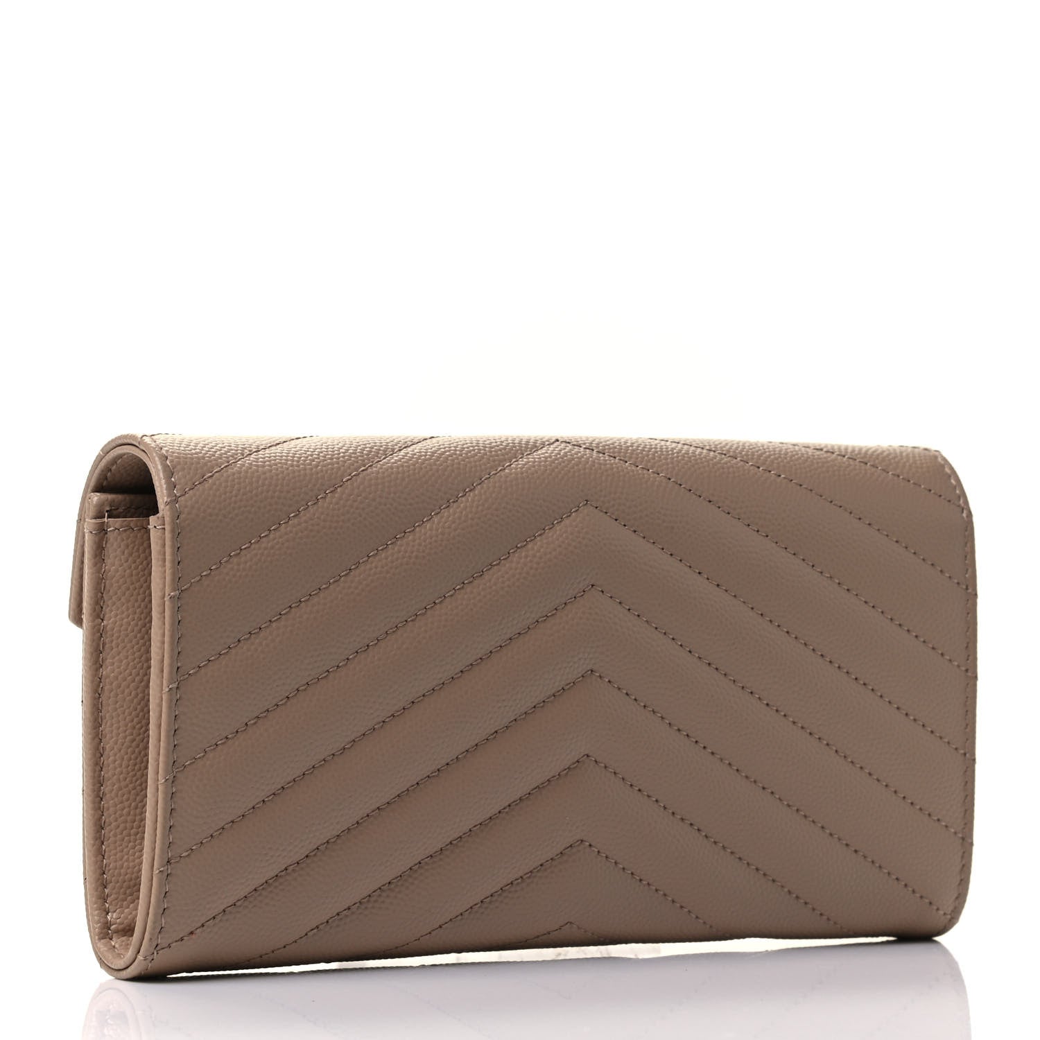Saint Laurent Grain De Poudre Matelasse Chevron Monogram Flap Wallet Taupe 2 of 4