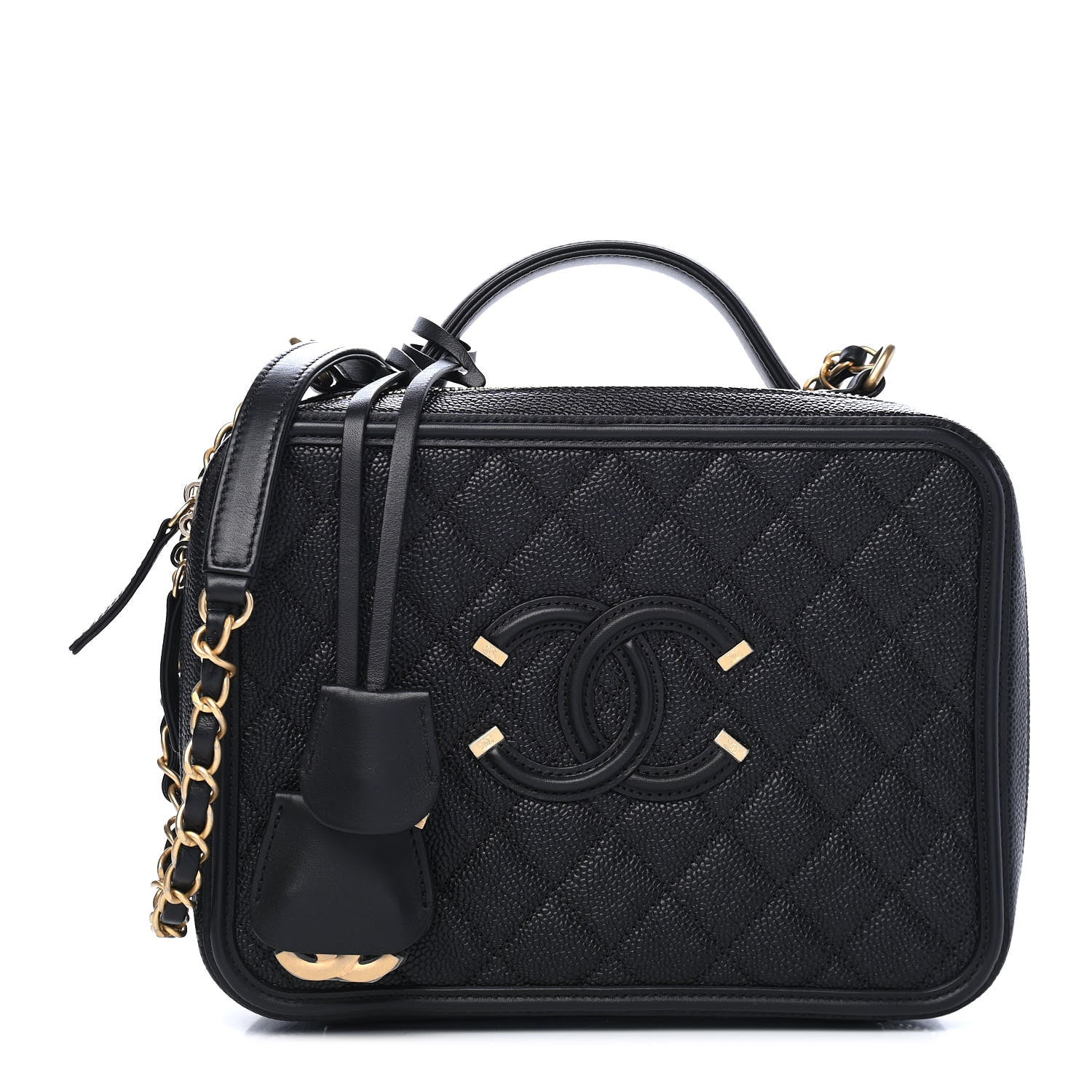 Chanel Caviar Quilted Large CC Filigree Vanity Case Black 1 of 10