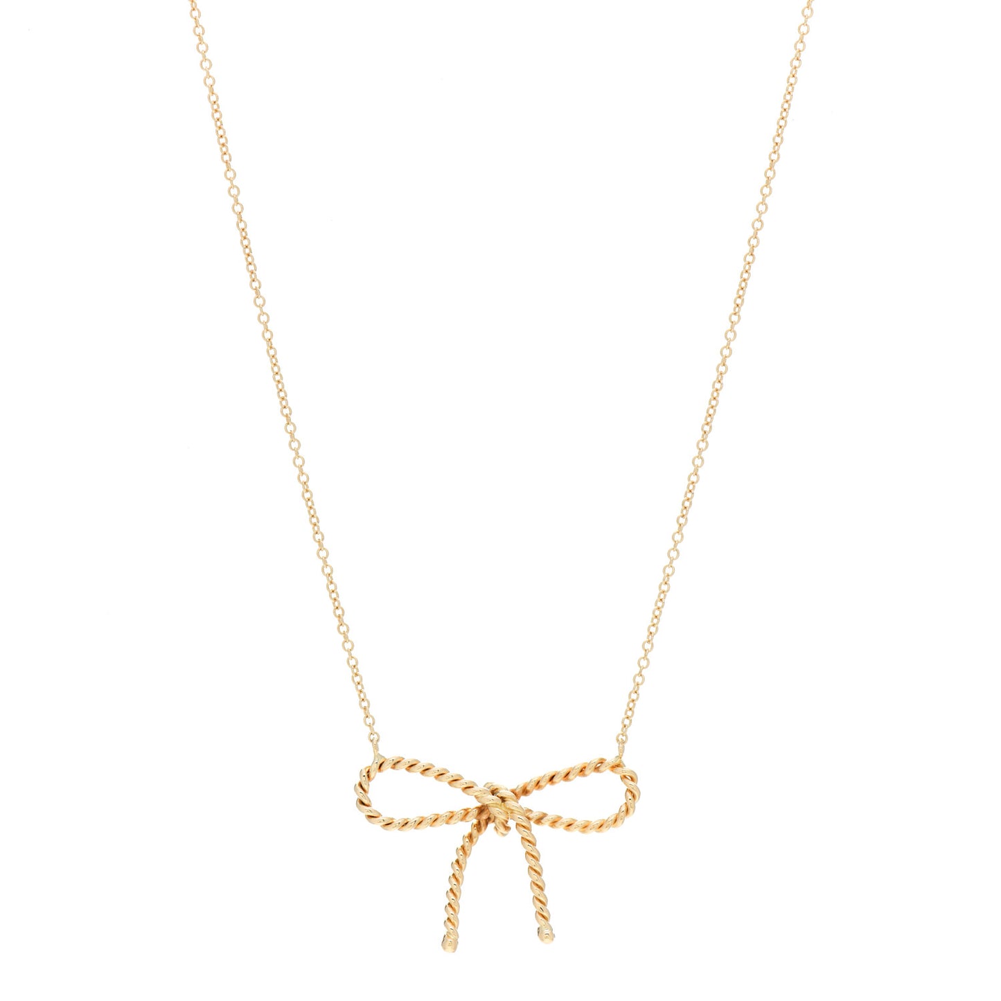 18K Yellow Gold Twist Bow Pendant Necklace