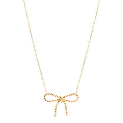 Tiffany 18K Yellow Gold Twist Bow Pendant Necklace 1 of 4