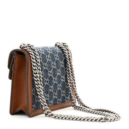 Gucci New Denim GG Monogram Dollar Calfskin Enamel Mini Dionysus Shoulder Bag Blue Tea Cuir Epilog Electric Blue 3 of 10