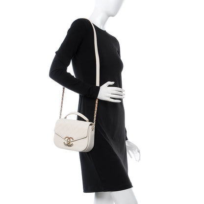 Chanel Grained Calfskin Quilted Small Cuba Top Handle Flap White 2 of 9