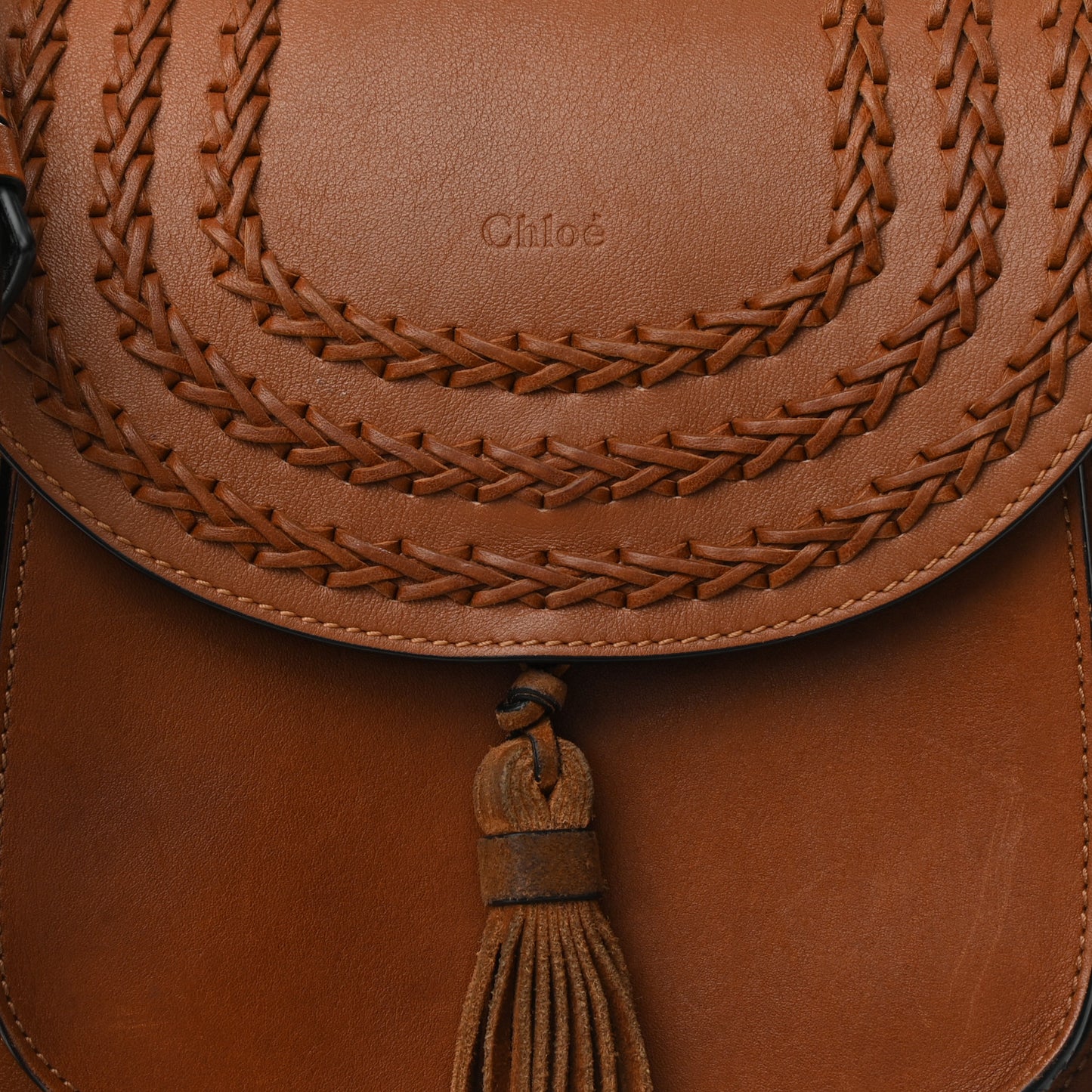 Calfskin Braided Small Hudson Shoulder Bag Caramel