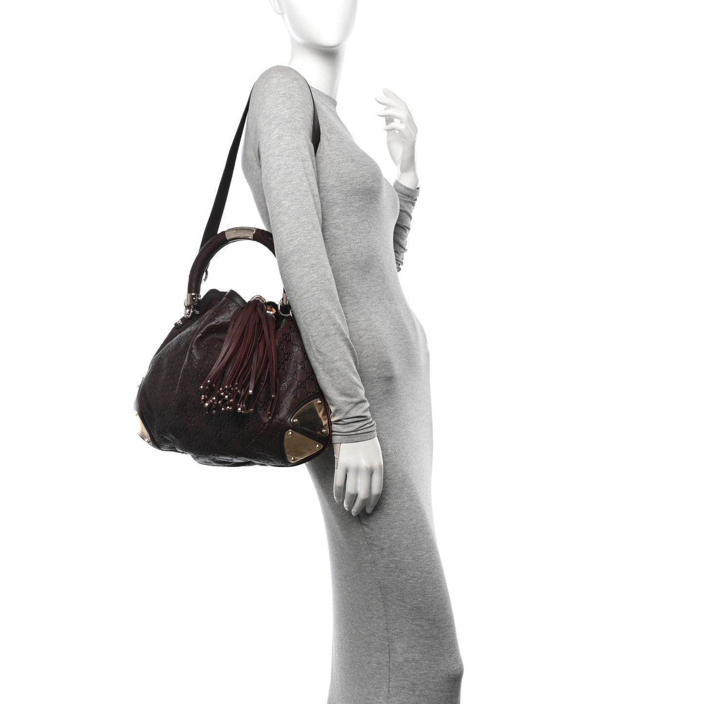 Guccissima Medium Indy Top Handle Hobo Dark Brown