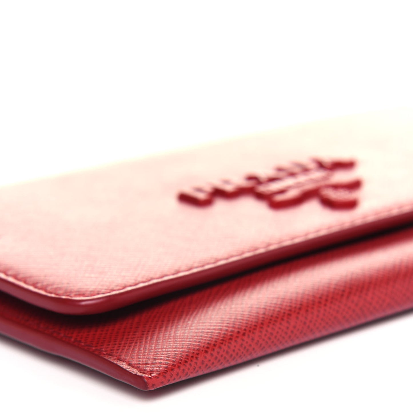 Saffiano Monochrome Flap Wallet Fuoco