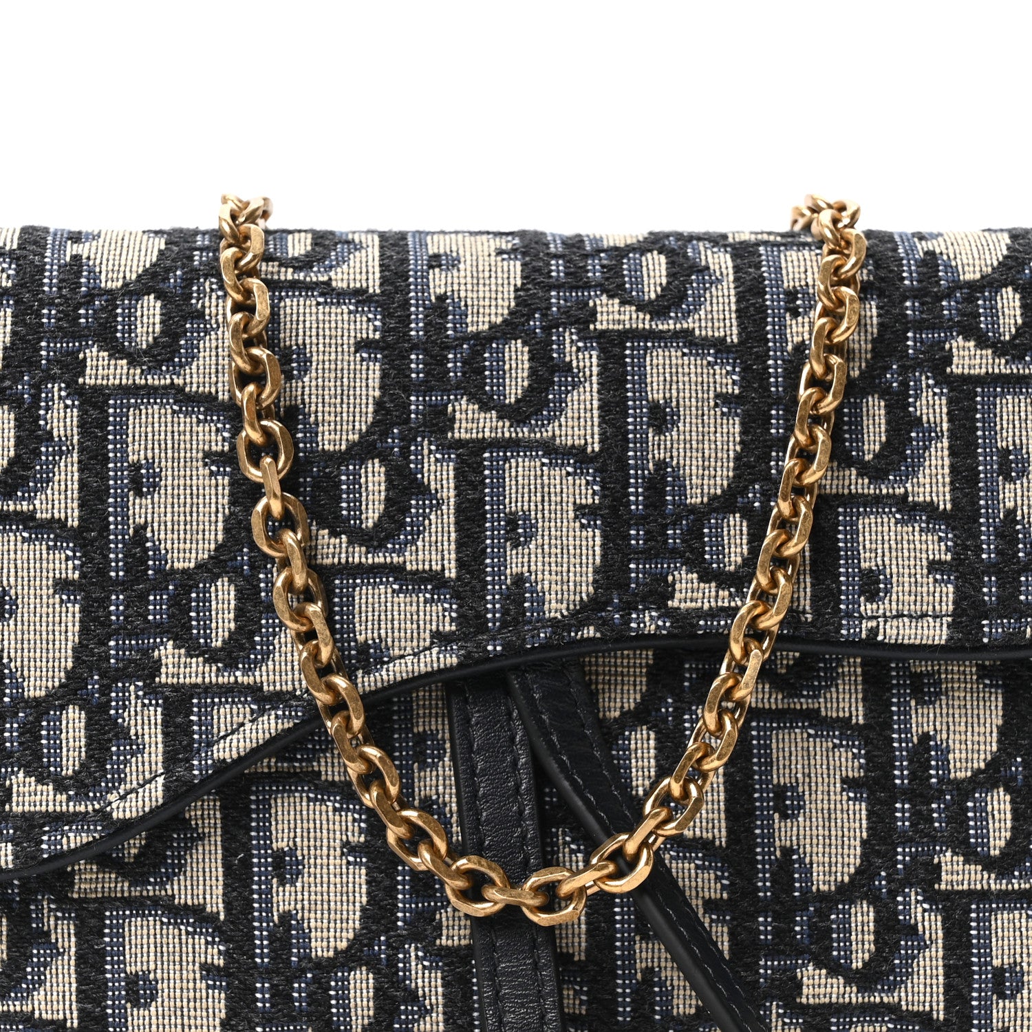 Christian Dior Oblique Saddle Chain Long Wallet Blue 8 of 10