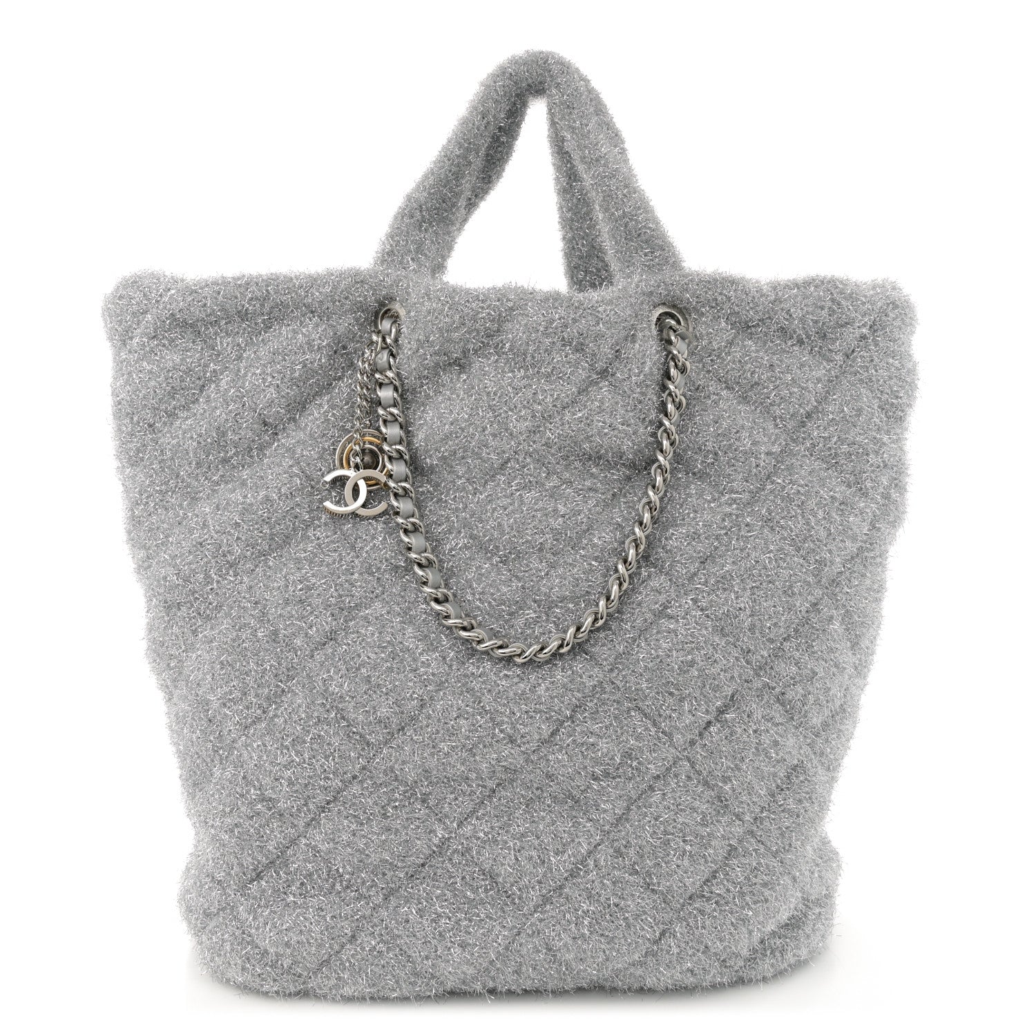 Chanel Knit Metallic Lambskin Large Shopping Tote Silver 1 of 9