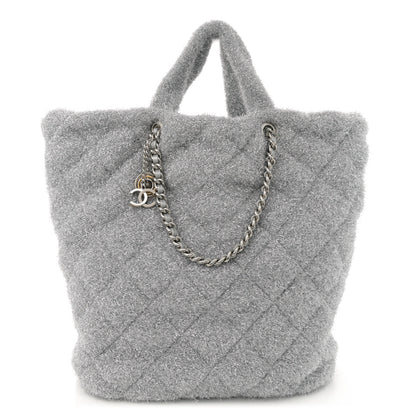 Chanel Knit Metallic Lambskin Large Shopping Tote Silver 1 of 9