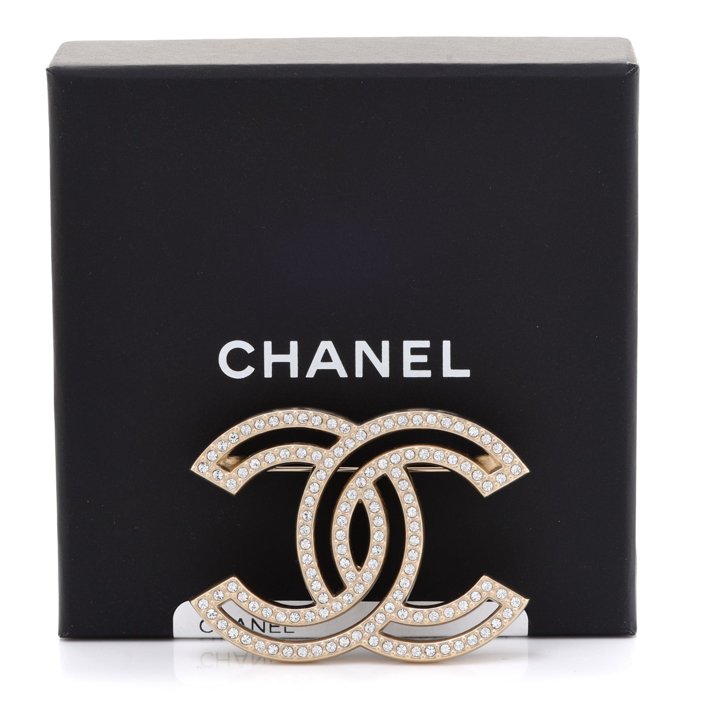Crystal CC Brooch Light Gold