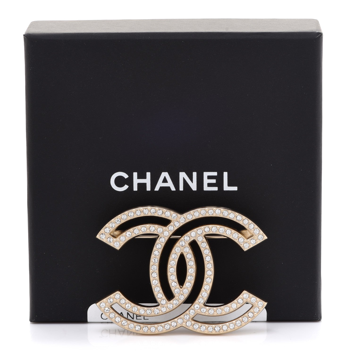 Chanel Crystal CC Brooch Light Gold 5 of 5
