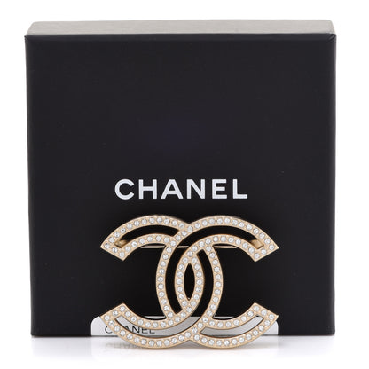 Chanel Crystal CC Brooch Light Gold 5 of 5