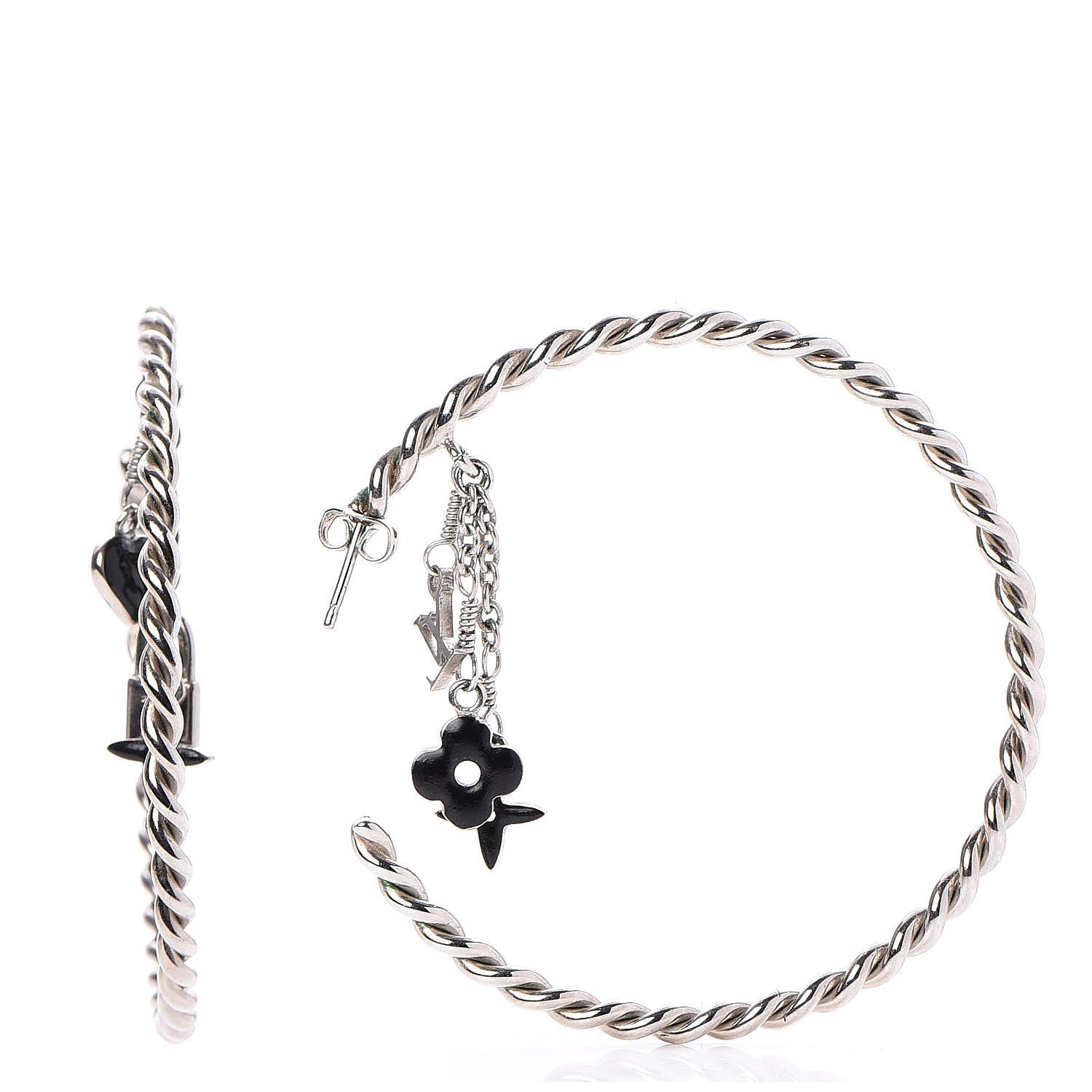 Louis Vuitton Sweet Monogram Creole Hoop Earrings Silver 1 of 3