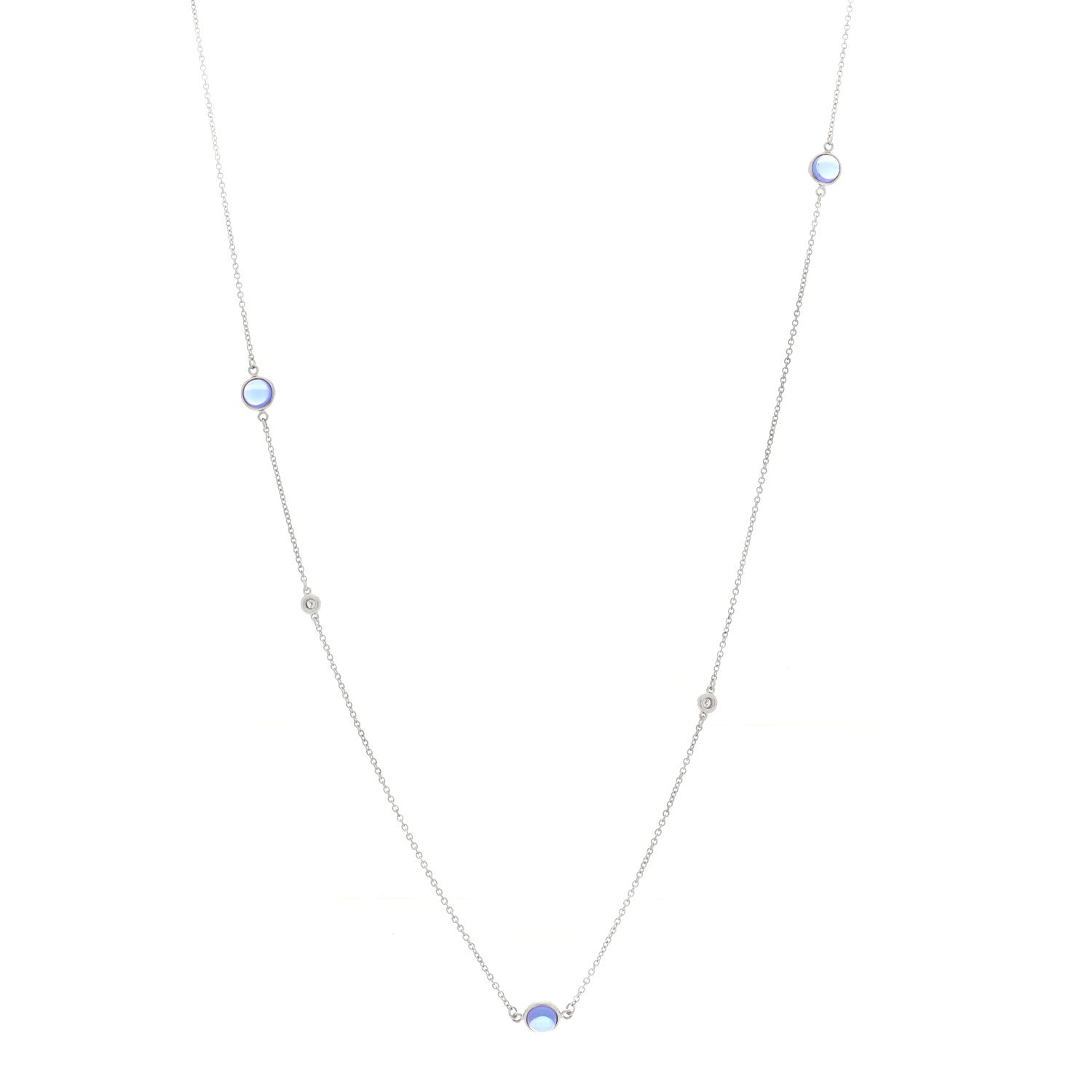 Tiffany Sterling Silver Diamond Tanzanite Elsa Peretti Color By The Yard Sprinkle Necklace 1 of 5