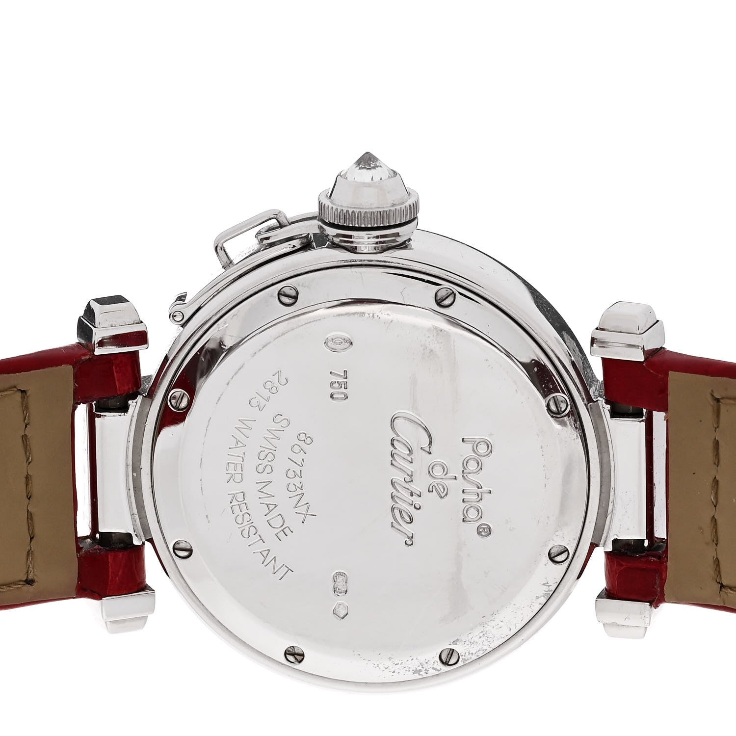 Cartier 18K White Gold Alligator Diamond Bezel Mother of Pearl 32mm Pasha C Quartz Watch 4 of 5