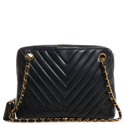 Chanel Lambskin Chevron Quilted Camera Case Black 1 of 8