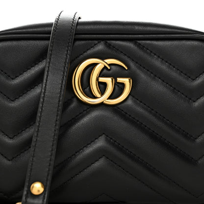 Gucci Calfskin Matelasse Mini GG Marmont Chain Shoulder Bag Black 8 of 11