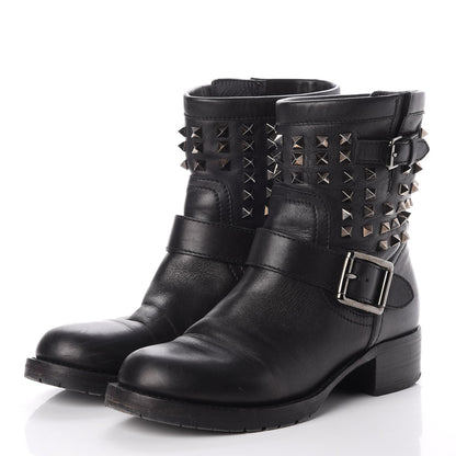 Valentino Garavani Calfskin Rockstud 30mm Biker Boots 38 Black 3 of 22