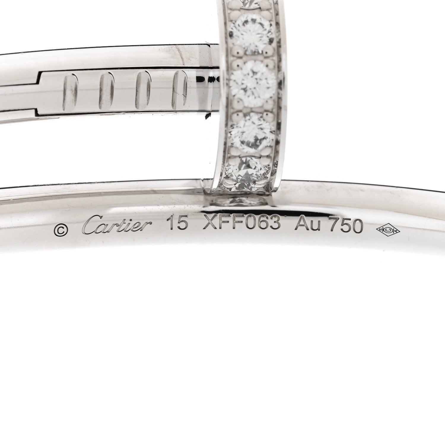 Cartier 18K White Gold Diamond Juste Un Clou Bracelet 15 3 of 4