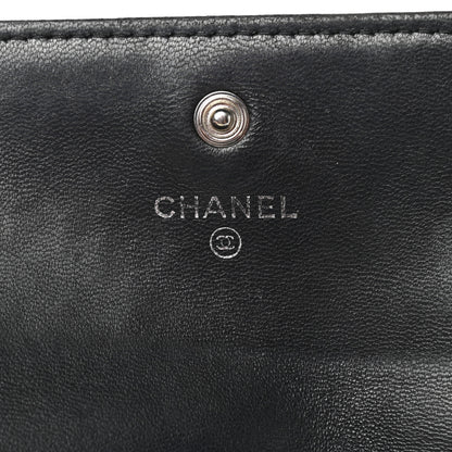 Chanel Lambskin Camellia Embossed Flap Wallet Black 6 of 15
